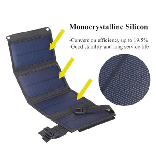 Zymoplas Foldable USB Solar Panels IP65 Waterproof Household Camping Charger Travel Climbing Trekking Power Bank Charging Plate, Camouflage — view 6