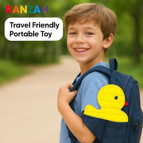 RANZAH Duck Pop Bubble Fidget Toy for Kids & Adults – Silicone Sensory Bubble Popping Toy, Stress Relief Anxiety Toy, BPA Free Push Pop Bubble Game, Reusable Portable Autism Sensory Toy (Duck) — view 6