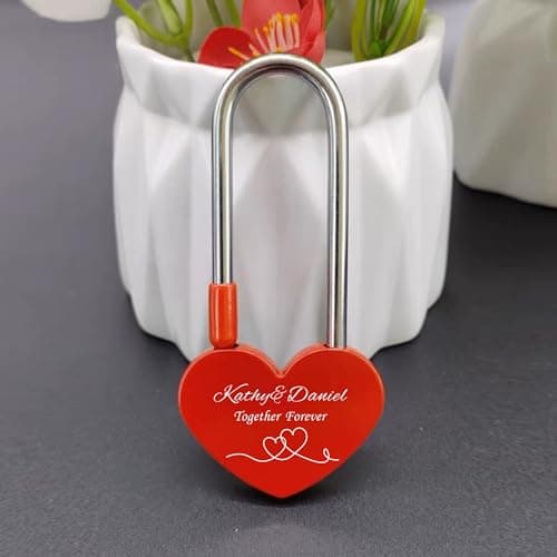Personalised Padlock Engraved Lock Personalised Padlock for Bridge Love Locks Padlocks for Her Him Girls Couples Lover Custom Gifts for Valentine Day Anniversary Wedding Trip Travel (Design 2) — view 6