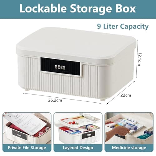 2 Layer Lockable Medicine Storage Box, 9LMedicine Box with Combination Lock — view 2