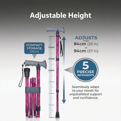 Life Healthcare Folding Gel Handle Walking Stick, Adjustable Aluminium Cane — view 3