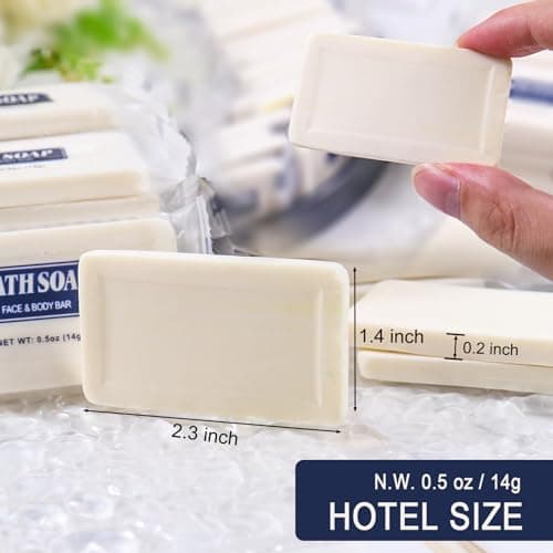 SLequipo 50 Pack Bar Soap Bulk, 14g Mini Bath Soap Individually Wrapped, 0.5 oz Travel Small Hotel Soaps Travel Size Toiletries for Hotel Guest — view 2