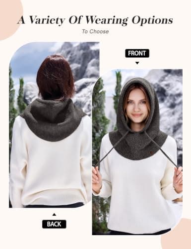 Vijamiy Knitted Hooded Scarf for Women & Men 2 in 1 Winter Balaclava Hat — view 2