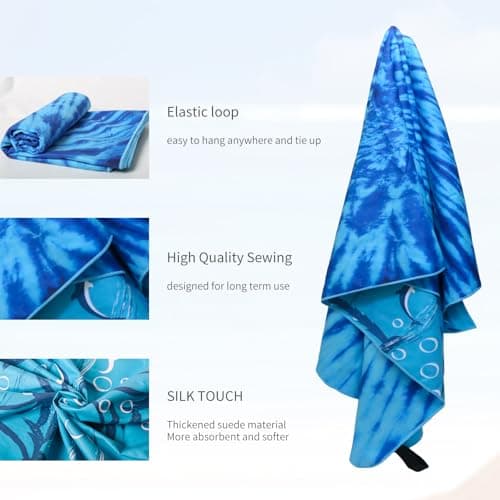 TMEOG Microfibre Beach Towels 2 Pack 180x80cm Extra Large Sand Free Beach Towel for Adults Compact Thin Travel Towel Women Men Lightweight Swim Pool Yoga Towel with Bag(Turtle and Tie-Dye) — view 5
