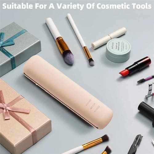 Silicone Makeup Brush Holder,Makeup Brush Pouch,Multipurpose Cosmetic Organizer,Cosmetic Brush Protective Case,Travel Sponge Holder(Khaki) — view 4