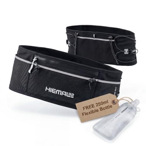 Running Belt with Flexible Bottle – No Bounce Hydration Waist Pack for Phone, Keys & Gels – Lightweight, Breathable for Men & Women, Reflective, Holds Poles & Essentials (L/XL/XXL)