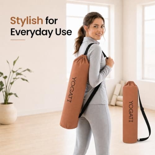 YOGATI® Yoga Mat Bag | Large Synthetic Cotton Yoga Mat Bags for Women and Men with Adjustable Strap | Perfect for Pilates and Exercise Mats | 19x80 cm Yoga and Pilates Mat Bag. Garnet — view 5