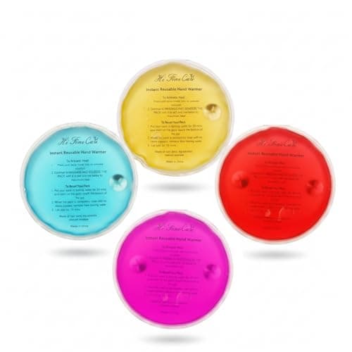 Large Reusable Hand Warmers Click - Snap Heat Pack, Boil Click Heat Pocket Warmer, Pouch Gel Long Lasting Warmth (Diameter 12cm, 4 Pack, Large)