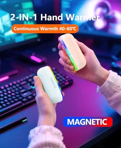 Joytential Magnetic Hand Warmers Rechargeable, 2 in 1 Electric Handwarmer, Portable USB Hand Warmers, 4 Heat Settings, Handwarmers Gifts for Gaming Outdoor Travel Camping, Green — view 3