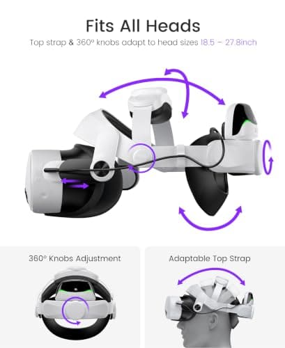 Head Strap with 10000mAh Magnetic Battery Pack Cables for Meta Quest 3S/3/2, Adjustable Comfort Head Strap for Elite Strap,Lightweight VR Headset Strap Enhanced Support&Comfort&Reduce Pressure — view 6