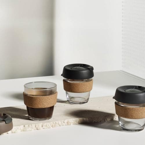 KeepCup Reusable Coffee Cup - Brew Tempered Glass and Natural Cork, XS 6oz/177ml - Black — view 5