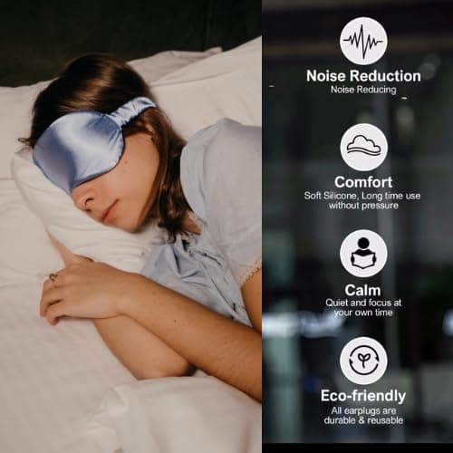 Silicone Noise-Reducing Earplugs for Sleep, Reusable with XS/S/M/L Tips & Travel Case – Comfortable Fit for Sleeping, Travel, Study, Workout, Ultra-Soft-33db (Noise Reduction) (Black, One Size) — view 2