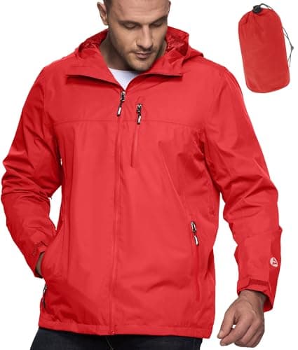 Outdoor Ventures Men's Waterproof Jacket Lightweight Windproof Rain Coats