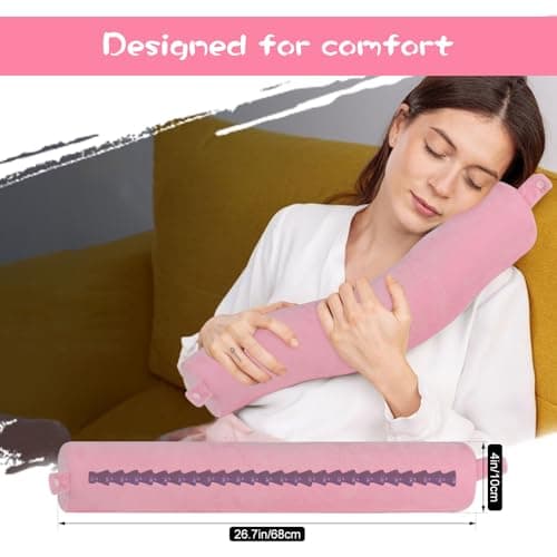 EPROICKS Travel neck pillow Twist, Travel Cushion for Airplane, Flight Pillows for Long Haul Flights, Memory Foam Neck Support for adults, accessories (pink) — view 2