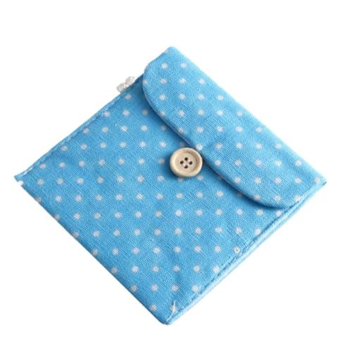 ABOOFAN Blue Cotton Sanitary Pad Holder Polka Dot Pouch for Women Travel