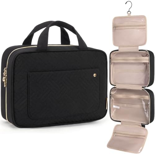 BAGSMART Hanging Travel Toiletry Bag 360° Hook for Full Size Bottle, Medium