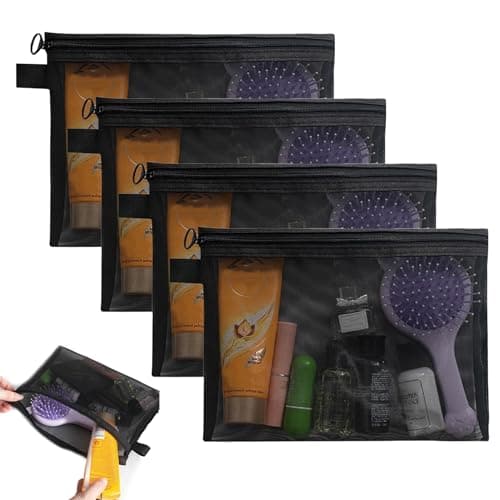 4 Pcs Small Makeup Bag for Handbag,Pouches for Handbags,Black,14×19cm