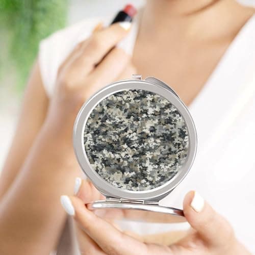 BVKWNTSA Portable Travel Makeup Mirror – Durable Silver-Plated Iron Folding Compact Digital Camo Printed Mirror with Protective Lid Perfect for Travel, Home, And Salons — view 4