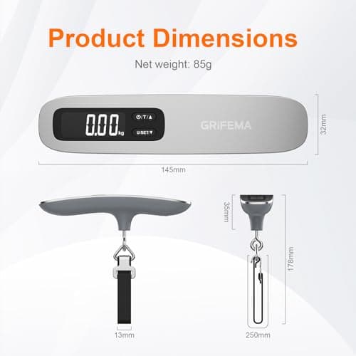 GRIFEMA GA2006 Digital Luggage Scale 50kg/110lb Silver — view 6