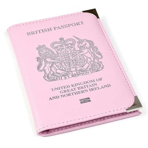Esposti British Passport Holder | UK Passport Wallet | UK Passport Cover | Non EU | Premium PU Leather | Silver Protective Corners | Pink