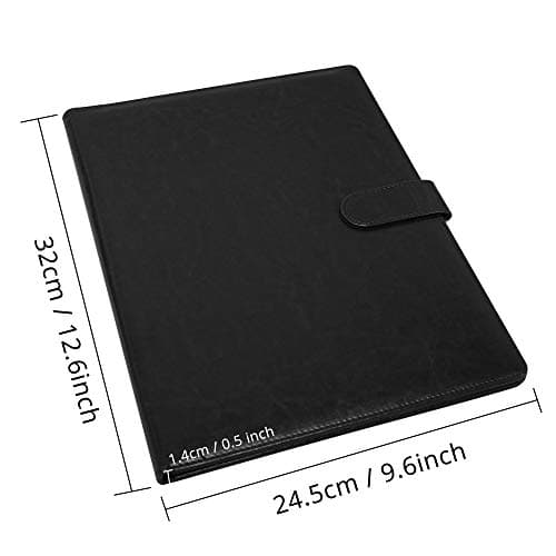 GraduatePro A4 Clipboard Folder with Storage Leather Waterproof Magnetic Conference Presenter Document Business Organizer Sleeves Black — view 3