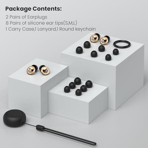 JUSTRVN Ear Plugs for Sleeping,2 Pairs of Stylish Reusable Noise Reduction Earplugs with 8 Pairs Tips & case,Hearing Protection Earplugs for Concert,Travel,Work,Live Events - 25dB-30dB — view 5