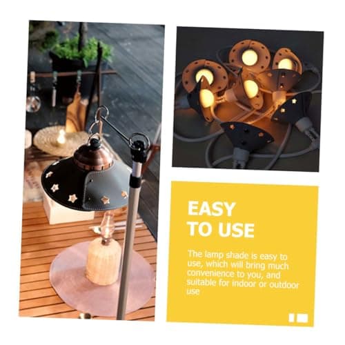 HOLIDYOYO 2pcs Black Leather Hanging Lampshade Covers for Outdoor Camping and Travel, Drum Style Lamp Shades for Hanging Lights, Sturdy Protective Lamp Covers for Portable Lanterns — view 3