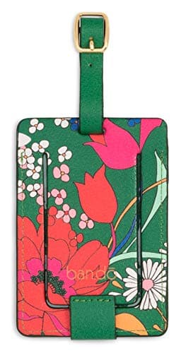 Ban.do Getaway Suitcase Tag for Travel, Green Floral Durable Vegan Leather Luggage Identifier, Superbloom — view 3