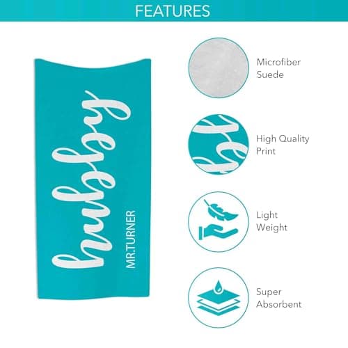 Print Maniacs Custom Personalised Hubby Wifey Towel with Name Microfibre Beach Towel Large Quick Dry Lightweight Travel Towel Honeymoon Holiday Pool Spa — view 3