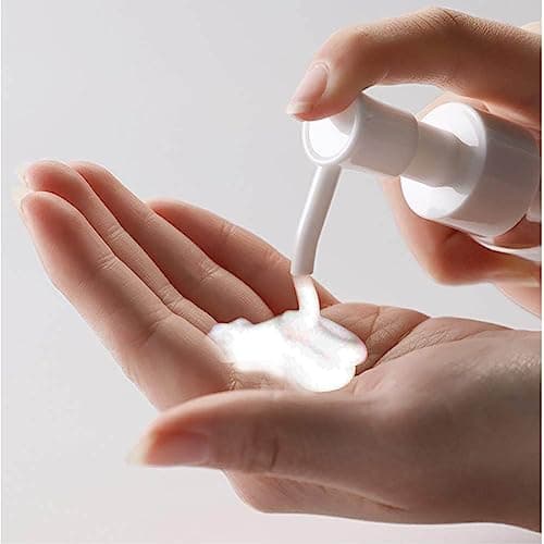 Apstaqeoo 4Pcs 150ML Empty Lotion Dispenser Refillable Clear Plastic Oval Travel Bottles Makeup Cosmetic Flat Container Dispenser with Pump Head & Label for Gel Cream Shampoo Massage Cleansing Oil — view 5