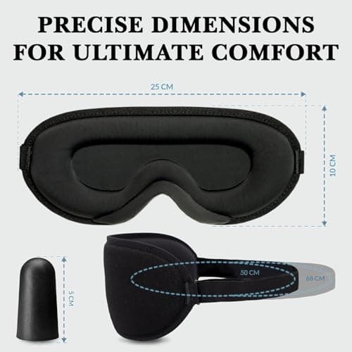 360 RELIEF Sleep Eye Mask - 100% Blackout, Zero Eye Pressure, Adjustable Strap - Ideal Eye Mask for Sleeping, Travel Essentials for Women & Men + Ear Plugs & Laundry Bag — view 3
