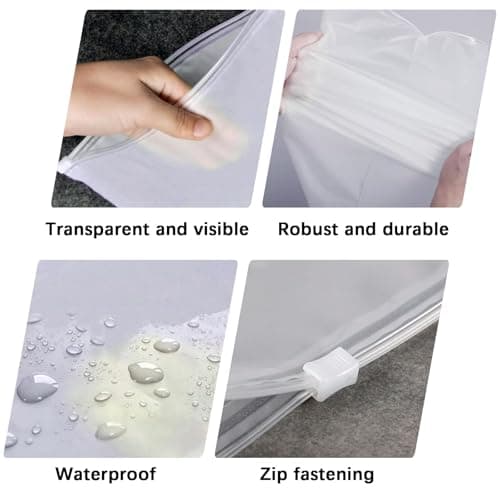 sturiz 40pcs 5 Size Reusable Zip Lock Bags for Clothes Plastic Large Ziplock Bags Frosted Travel Storage Bags Waterproof No Holes Hospital Bag Organiser Pouches for Clothes,Shoes,Cosmetics,Suitcase — view 4