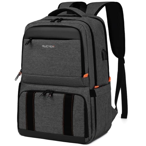 RUCYEN Lunch Backpack, Insulated Cooler Lunch Box for Men Women, 15.6 Inches RFID Blocking Laptop Backpack with USB Port Lunch Bag for Work Travel Black