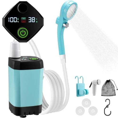 VIHBRAI 6000mAh Portable Camping Shower, Rechargeable Battery Shower Pump