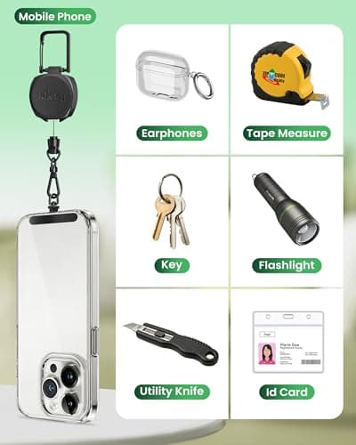 takyu Anti-theft Phone Lanyard Retractable Steel Line Black — view 6