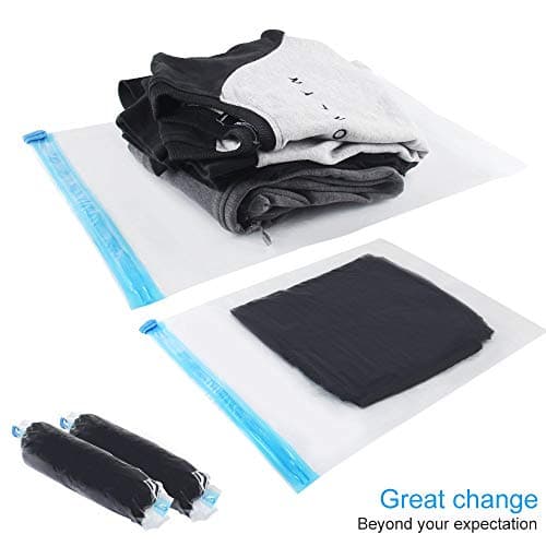10Pack Travel Space Saver Bags (4 x S, 3 x L, 3 xL), Reusable KFYM Vacuum Travel Storage Bag, Saves 75% of Storage Space, Roll-Up Compression, No Need For Vacuum Machine Or Pump — view 2