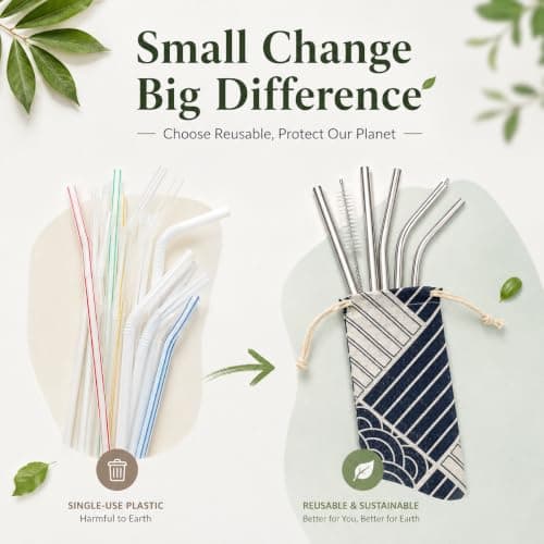 Healeved 5Pcs Reusable Straw Pouch, Cotton Linen Straw Holder Case with Drawstring Closure, Portable Travel Storage Bag for Metal Glass Bamboo Straws, Cutlery and Eco Friendly Utensils — view 5