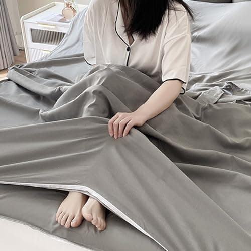 Sleeping Bag Liner, Lightweight Sleeping Bag 210 x 115 cm, Cotton Feel Travel Sheet With Pillow Slot for Camping, Hiking, Hostels & One Of Your Backpacking Essentials — view 4