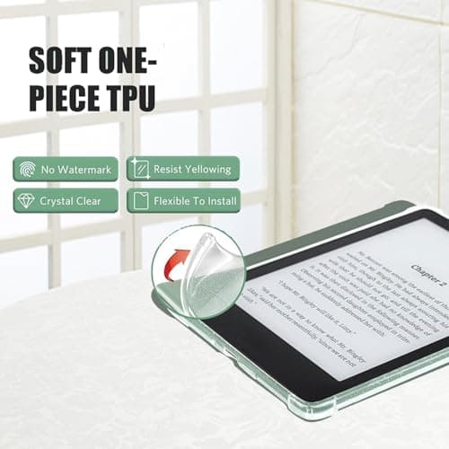 VOVIPO Clear Case Glitter for Kindle 6" 11th Generation-2024/2022 Release, Ultra Soft Flexible Transparent TPU Skin Bumper Back Cover Light Shell Reinforced Corners for Kindle 6 inch,Clear Glitter — view 4