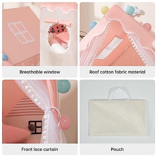 Kids Play Tent With a String of Star Lights Children's Tent Playhouse Indoor Princess Girl Large House Outdoor Playground Children's Birthday Gift — view 4