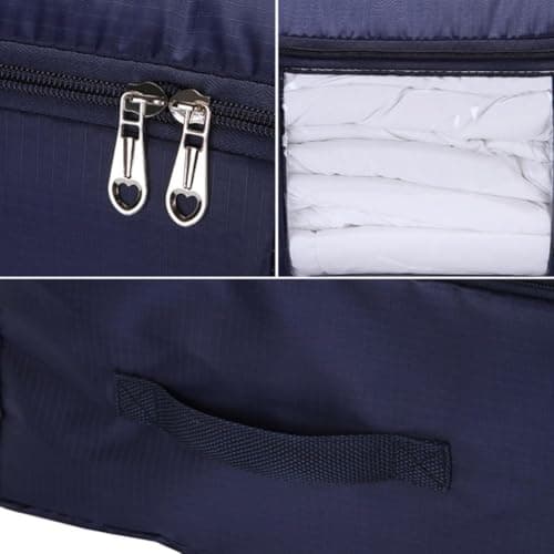 PACKOVE Quilt Storage Bag Large 60x40x33cm Fabric Zipper with Handle Navy — view 5