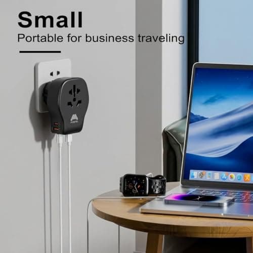 Mobitel Universal Travel Adapter UK with 20W USB-C PD 1 USB-A & 2 USB-C Ports Worldwide Plug Adapter for EU US AU Asia Fast Charging Power Adapter for Travel (Black) — view 2
