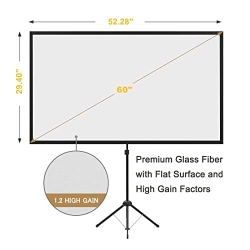 Projector Screen with Stand, 60 Inch Outdoor Projector Screen 16:9 and Stand, Portable Projection Screen with Aluminium Frame, Lightweight and Compact, Easy Setup, Idea for Home Cinema, Backyard Party — view 2