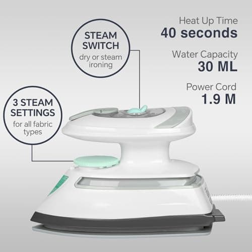BEAUTURAL Mini Travel Steam Iron for Clothes with Dual Voltage — view 2