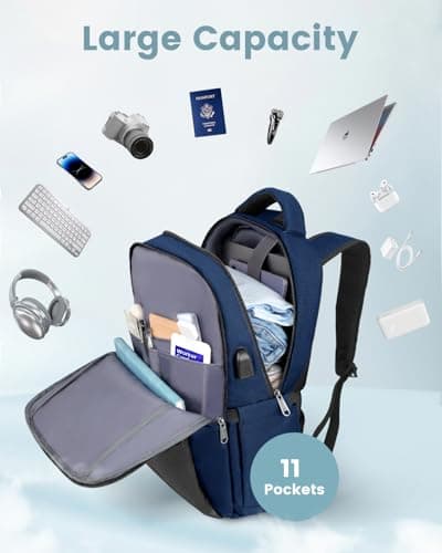 Besttravel Backpack, Business Travel Backpack with Charging Port, Water Resistant Rucksack, Anti-Theft Backpack for Men Women, Fits 15.6-inch School Bag-Blue — view 5