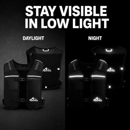 TENTRA Running Vest For Women Men With 500ml Water Bottle | Waterproof Phone Holder | Unisex Adjustable Reflective Vest | 8 Pockets, Lightweight Running Hydration Vest | Running Accessories — view 6