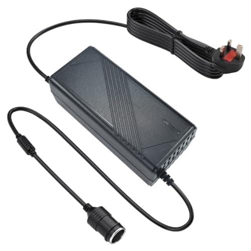 220V to 12V Adapter 20A 240W - UK 3-Pin Plug AC to DC Car Power Converter, Cigarette Lighter Socket for Vehicle Refrigerator, Tire Inflator, Automotive Vacuum & Road Trip/Home Use