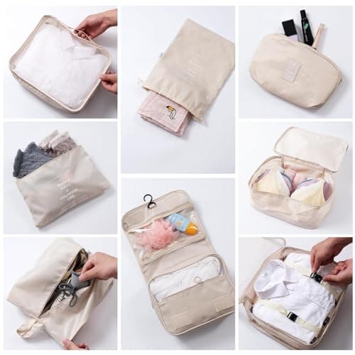 packing cubes for suitcases 9 PCS Packing Cubes compression（Beige） — view 2