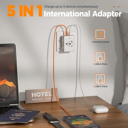 TESSAN Universal Travel Adapter with 2 USB C and 2 USB A — view 2