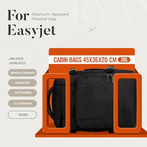 ZHXX for Easyjet Cabin Bag 45x36x20, Waterproof-Resistant Carry-ons Underseat Cabin Bag, Anti-Theft Design, Fits 15.6 Inch Laptop, Travel Backpack for Men & Women — view 2